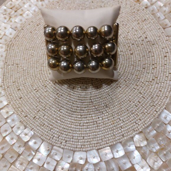 VINTAGE Women's Silver-Tone 2-Sides Stretch Balls Chain Link Bracelet - One Size - Picture 7 of 8